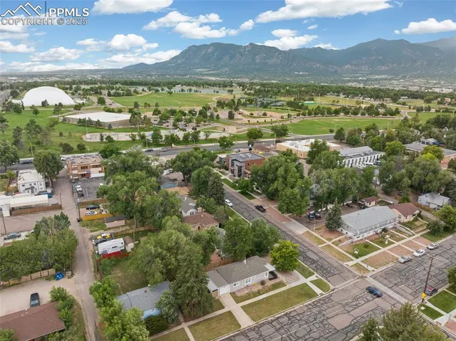 a view of city and mountain
