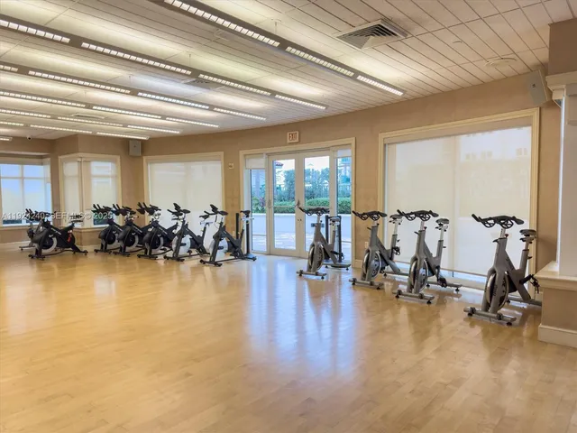 a view of a room with gym equipment