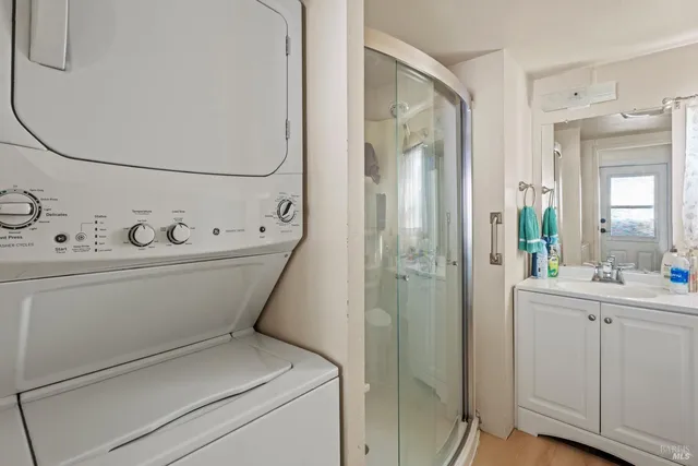 a utility room with dryer and washer