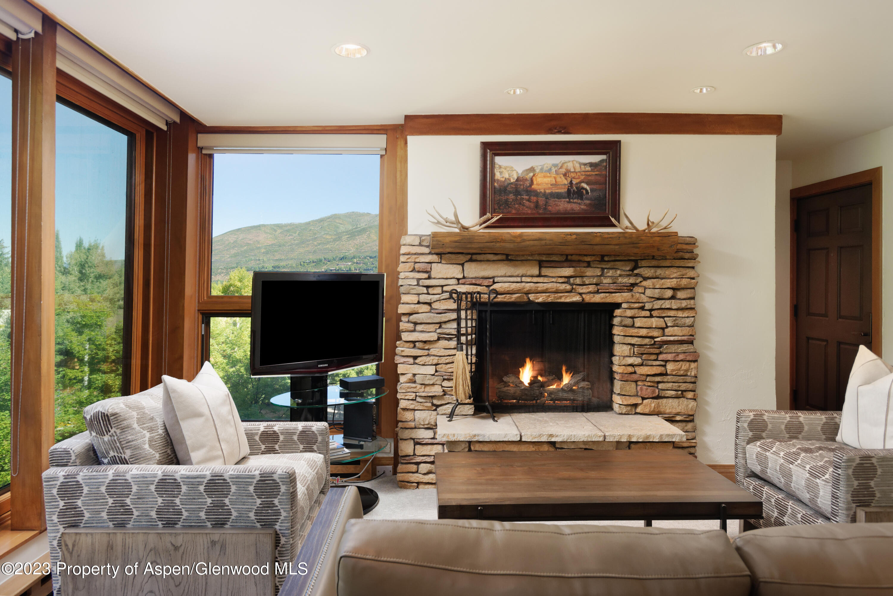 728 South Galena Street, Unit B201 Aspen, CO 81611 - Photo 4 of 18 a living room with furniture and a fireplace