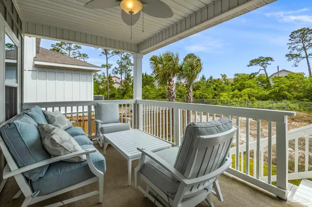 a building outdoor space with patio furniture