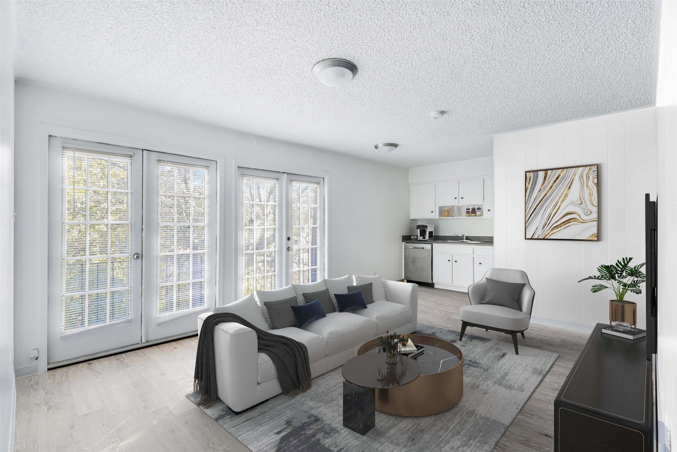 1302 West 24th Street, Unit A101 Austin, TX 78705 - Photo 1 of 1 a living room with furniture and a large window