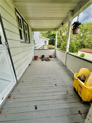 a garden view with a seating space