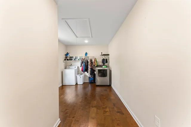 a view of a hallway with workspace