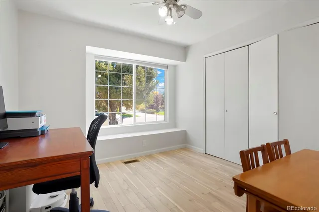 a view of a terrace with chairs
