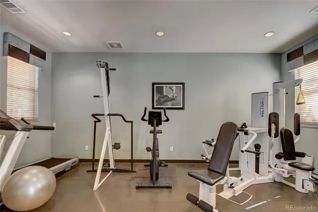 a view of a room with gym equipment