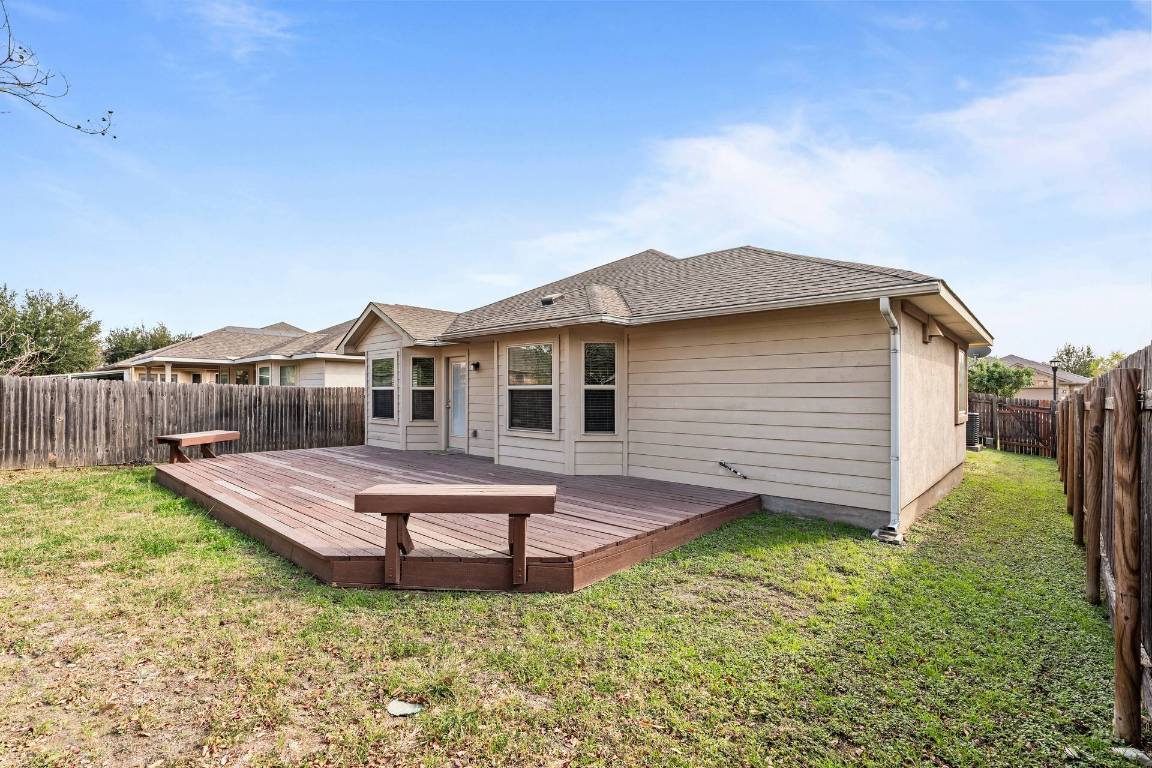 180 Fletcher Bend Buda, TX 78610 - Photo 28 of 36 a backyard of a house with table and chairs