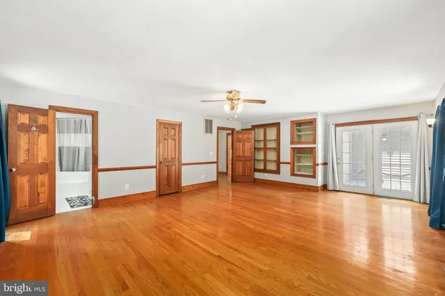 a view of small space with racks on the wall