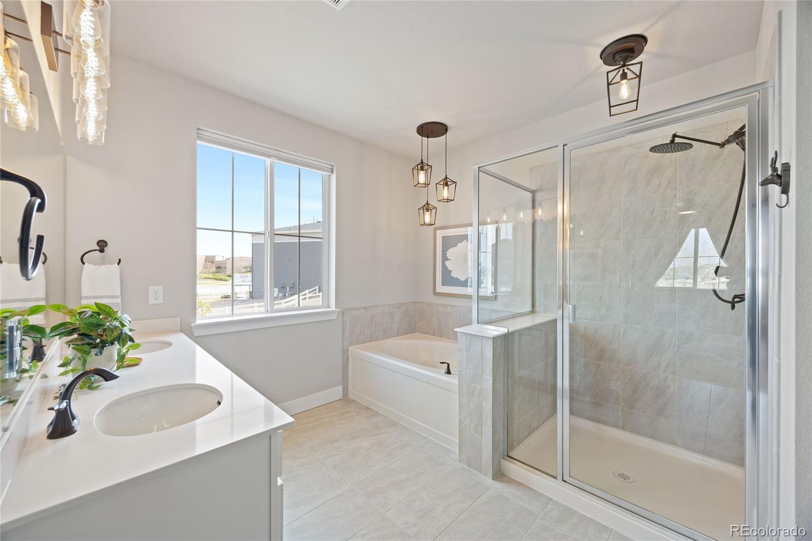 12649 Buffington Trail Parker, CO 80134 - Photo 20 of 47 a bathroom with a tub sink and mirror