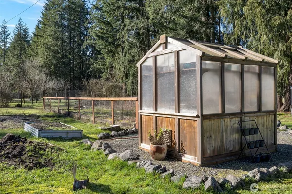 a backyard of a house with lots of green space