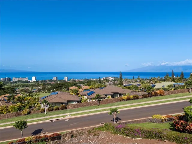 a view of a city street view with ocean view