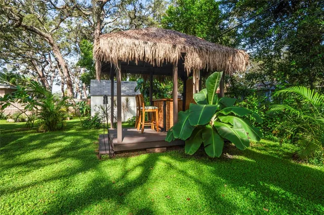 a view of a house with a yard and a large tree