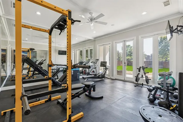 a view of a room with gym equipment