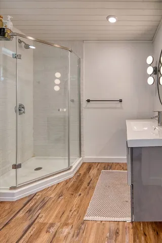 a bathroom with a shower