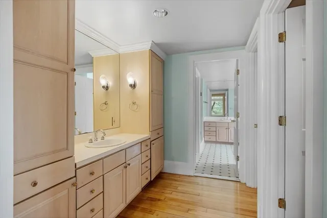 a bathroom with a bathtub and a sink