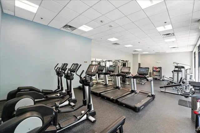 a view of a room with gym equipment