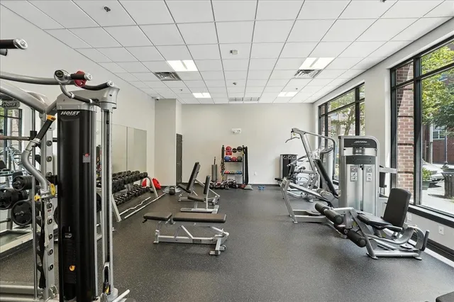 a view of a room with gym equipment