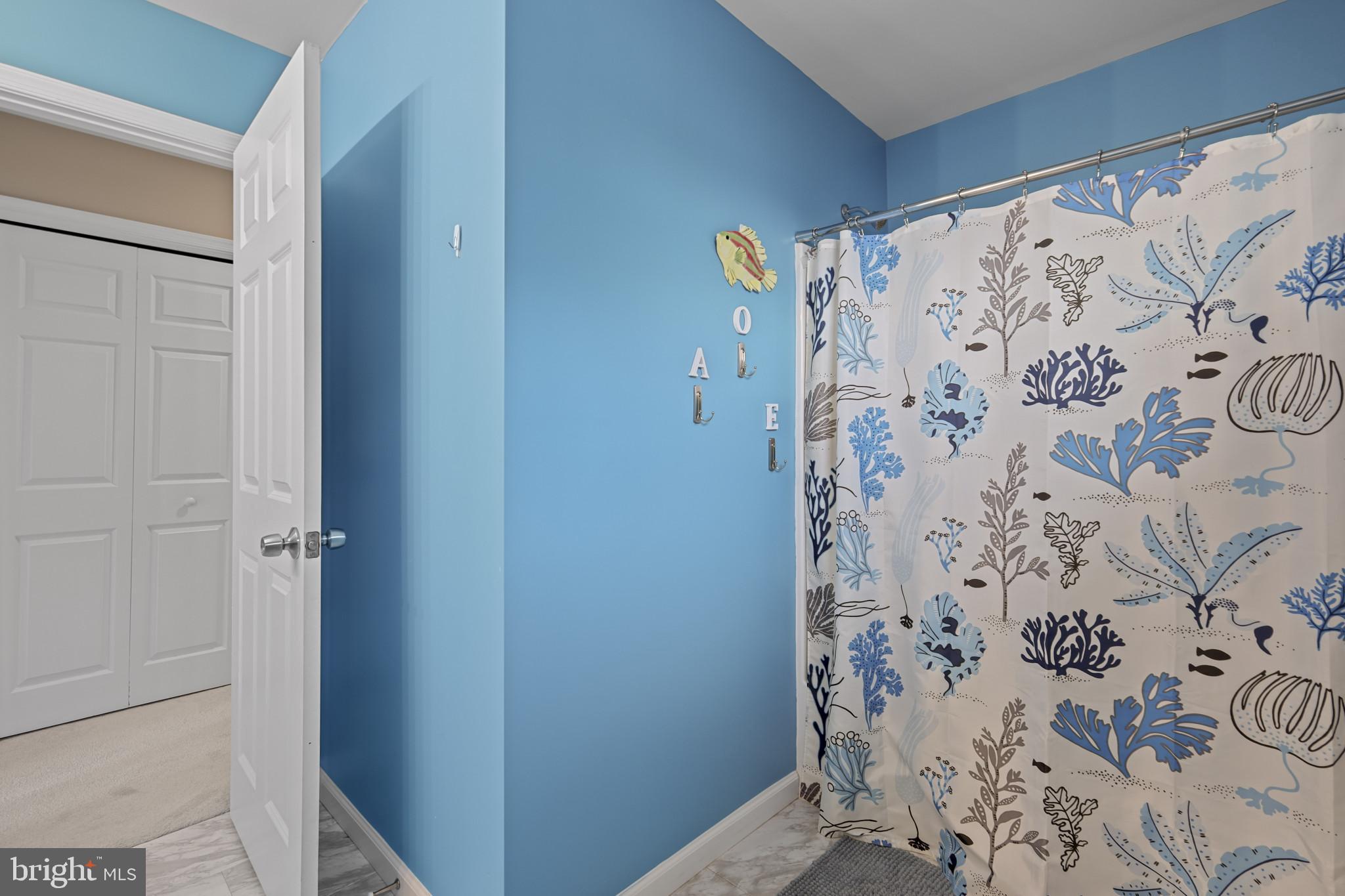 4220 Kings Road Edgewater, MD 21037 - Photo 43 of 78 Bright blue bathroom with coastal decor.