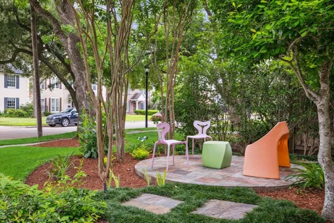 a view of a garden with plants