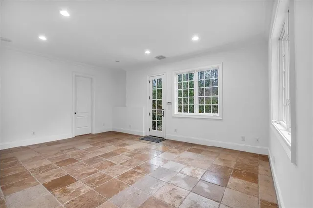 a bath tub sitting next to a bathroom
