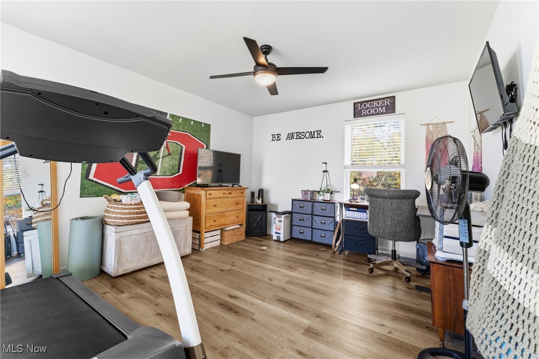 4038 Gardiner Run Akron, OH 44321 - Photo 16 of 38 Office area featuring wood finished floors and ceiling fan