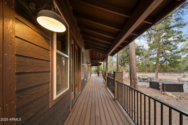 a view of porch with seating space
