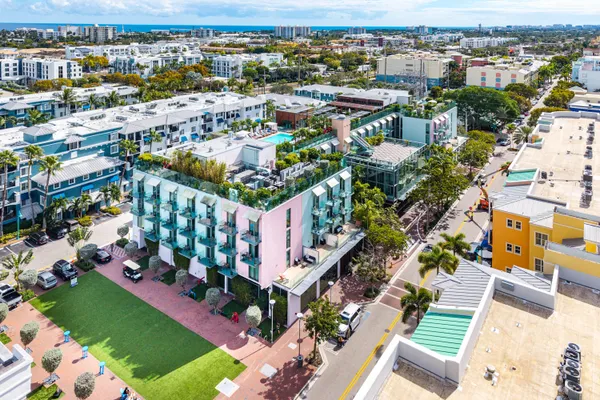 a building view with a outdoor space