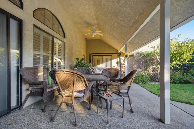 a backyard of a house with lots of green space