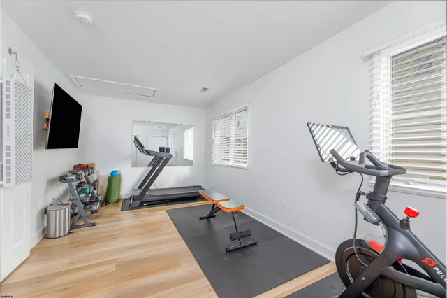a view of a room with gym equipment