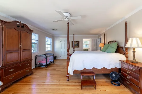 a living room with a large window