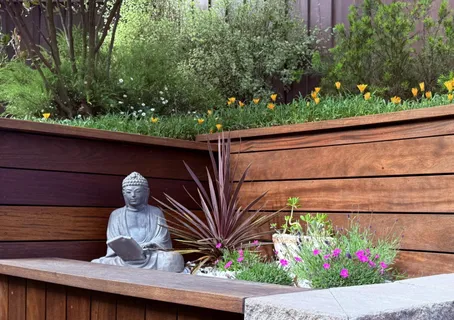 a view of a backyard with plants