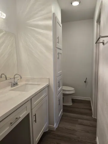 a bathroom with a sink and toilet