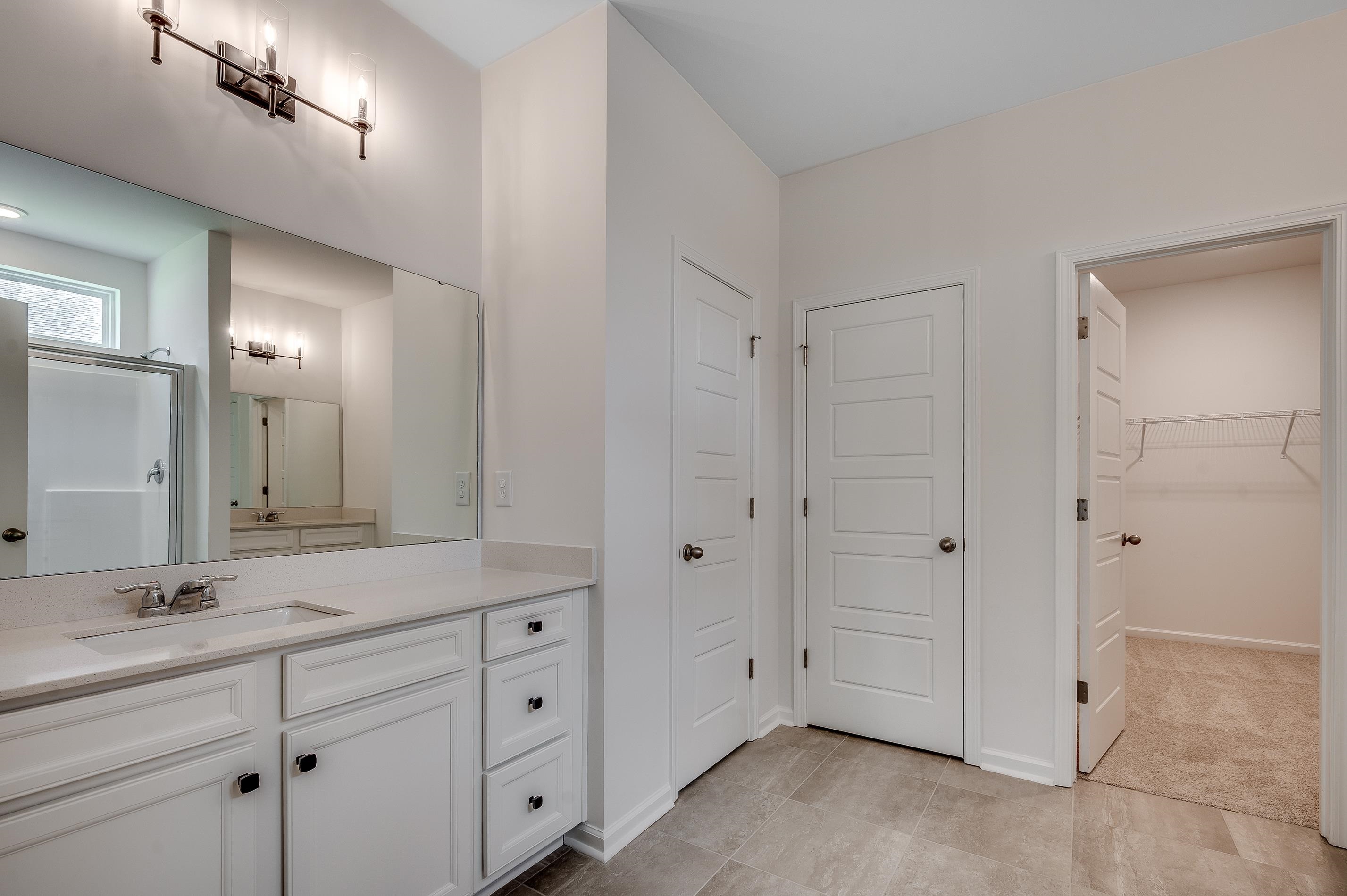 124 Buckingham Drive Loris, SC 29569 - Photo 15 of 17 Bathroom featuring a spacious closet, vanity, and a stall shower