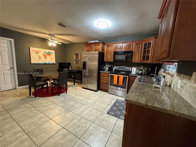 a kitchen with lots of counter top space