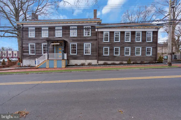 a view of a building with a street