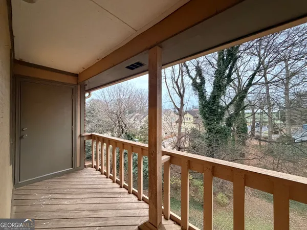 a view of a wooden deck