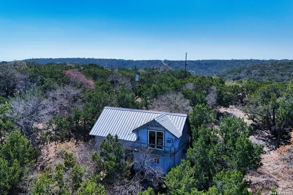an aerial view of a house