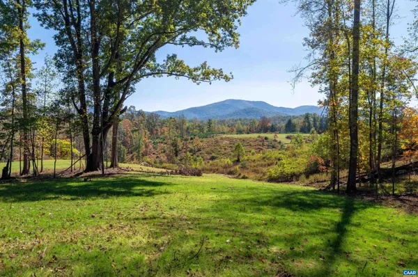 a view of yard with mountain in the background