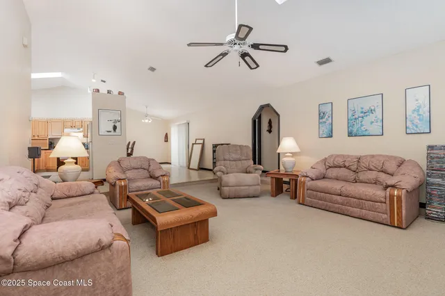 a living room with furniture