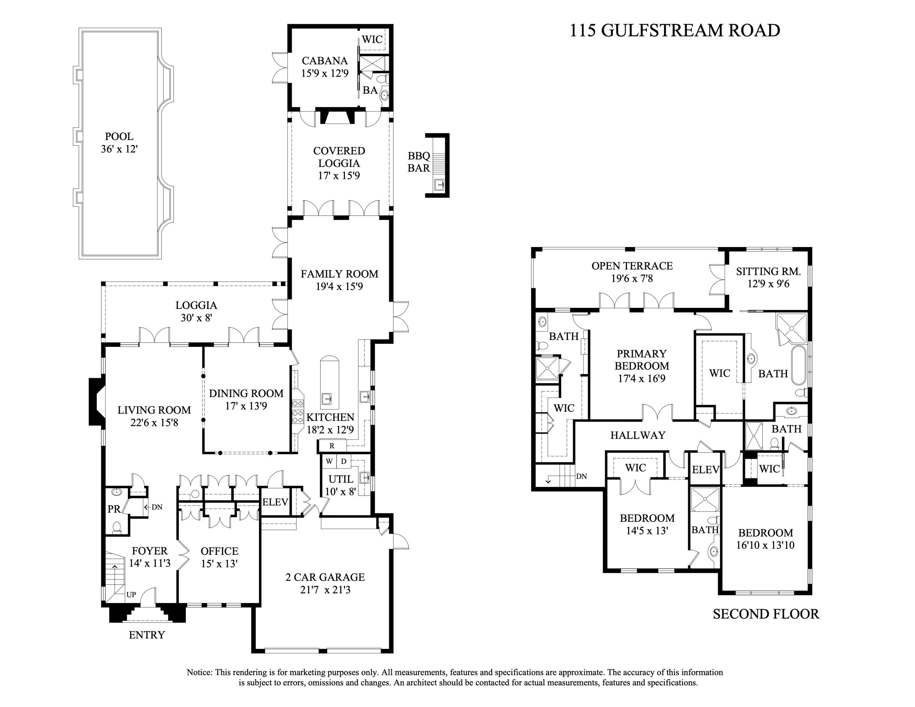 115 Gulfstream Road Palm Beach, FL 33480 - Photo 33 of 33 115 Gulfstream Floorplan
