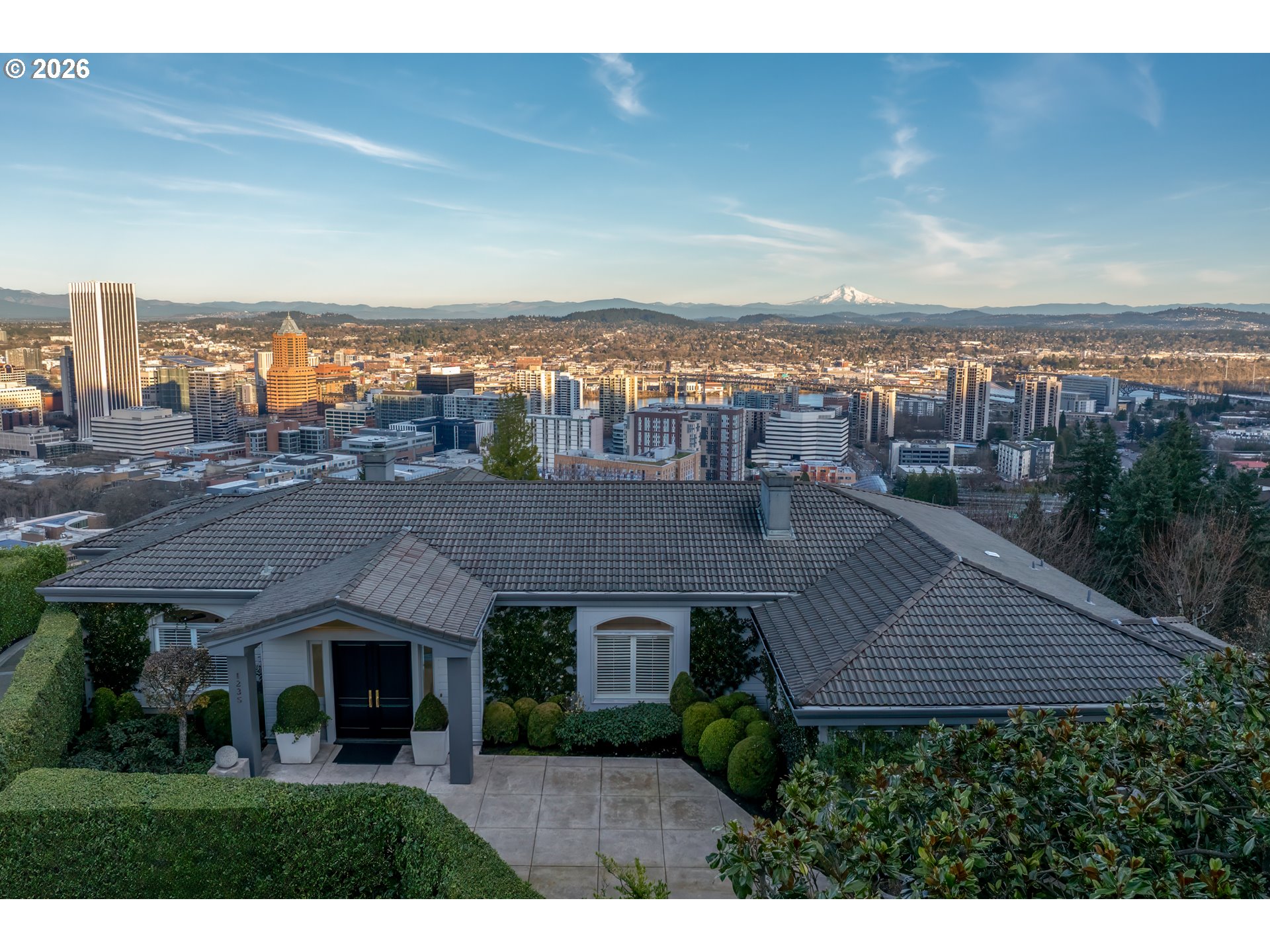 1235 Southwest Myrtle Court Portland, OR 97201 - Photo 10 of 14 an aerial view of house with yard and mountain view in back