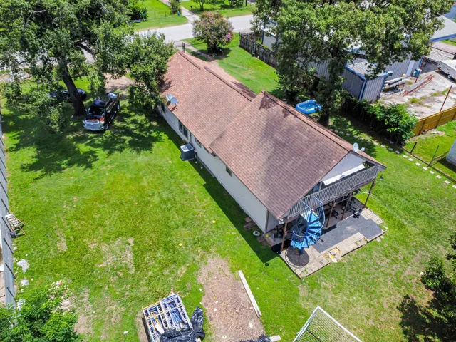 an aerial view of a house
