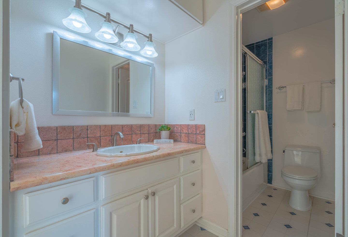 818 North Delaware Street, Unit 314 San Mateo, CA 94401 - Photo 9 of 18 a bathroom with a sink a toilet and a large mirror