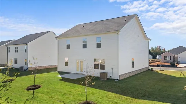 a aerial view of a town with many houses