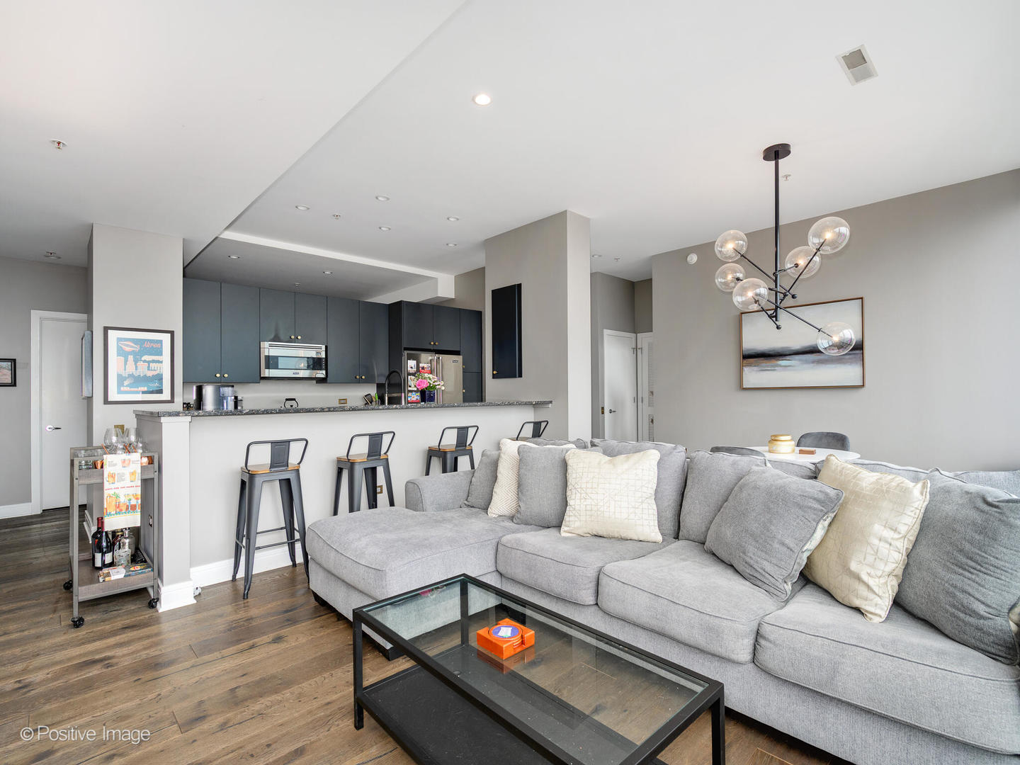 500 West Superior Street, Unit 1202 Chicago, IL 60654 - Photo 4 of 29 a living room with furniture and wooden floor