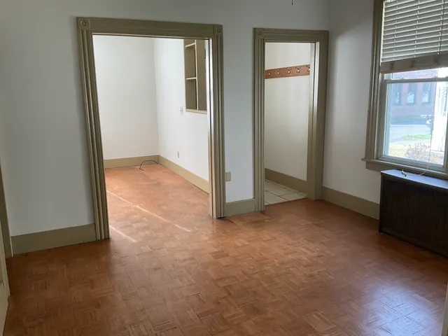 an empty room with windows