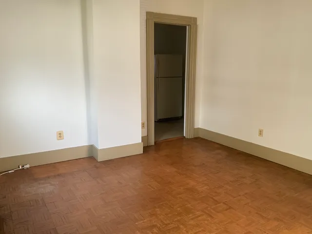 an empty room with closet