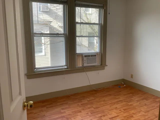 a view of a room with a window