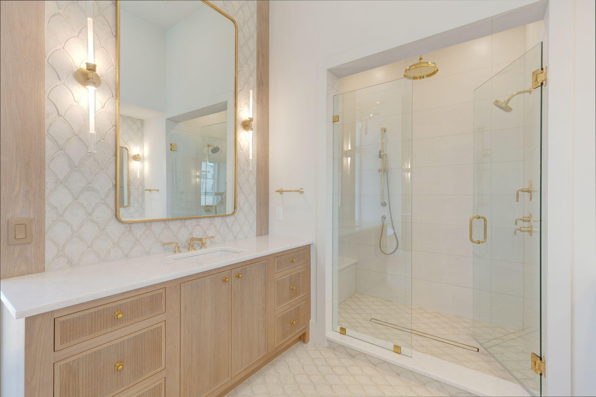 31 Norman Ct Inlet Beach Inlet Beach, FL 32461 - Photo 56 of 104 a bathroom with a shower sink and mirror