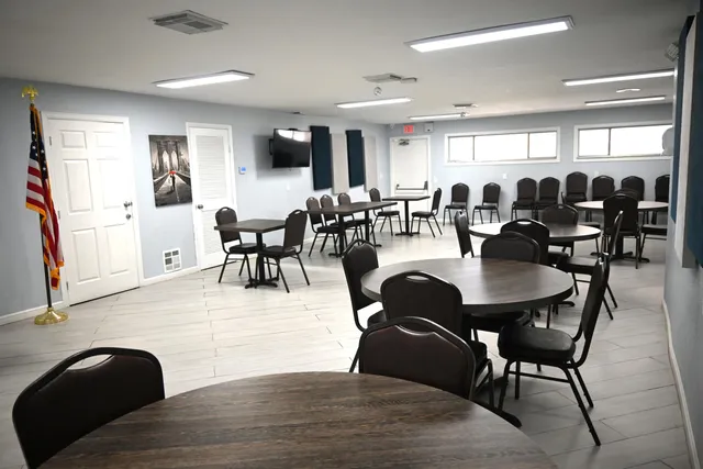 a living room with furniture